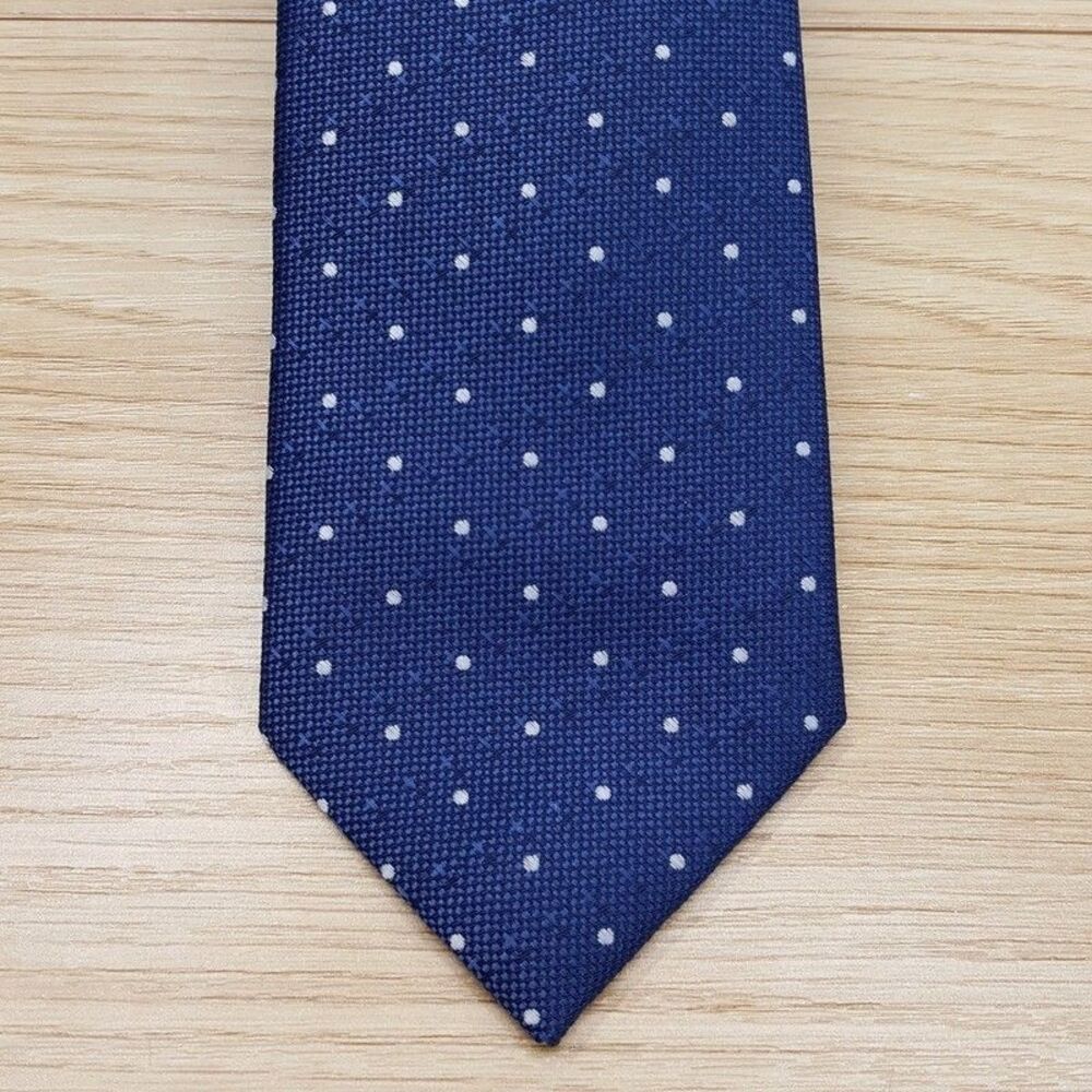 BAR III Mens Neck Tie Blue Micro Dot Slim Skinny Modern Necktie